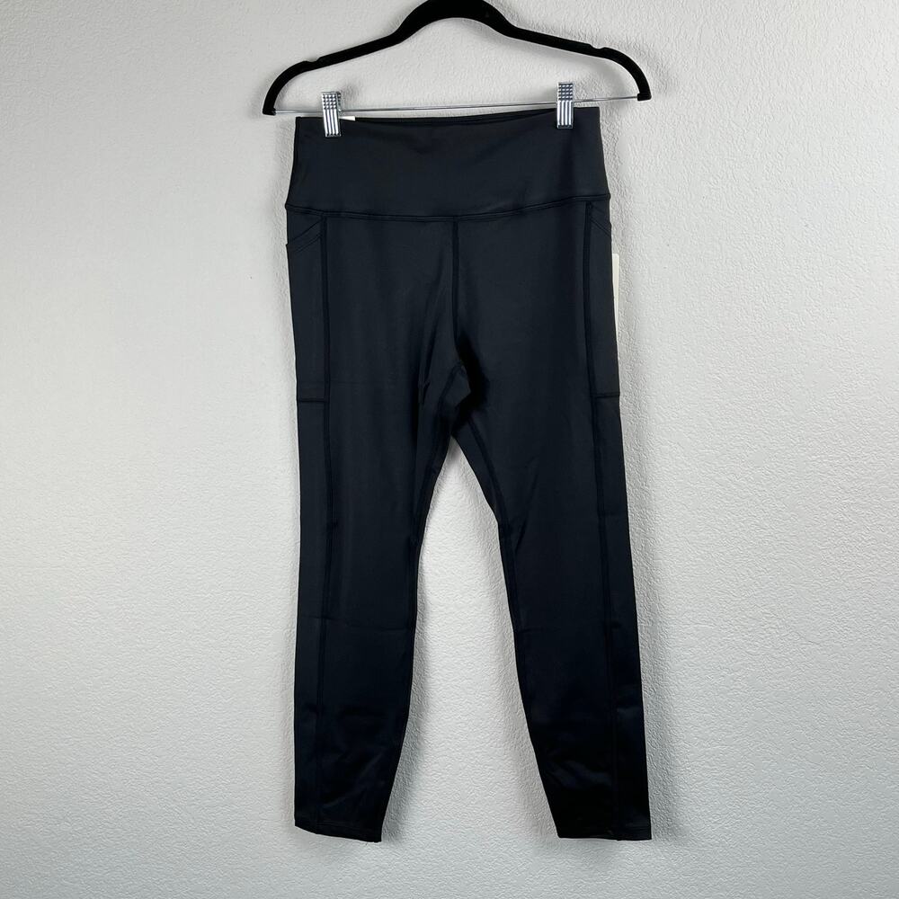 C&C California Solid Black Workout Leggings 7/8 Ankle Pockets Medium NWT